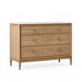 Cassettiera 120 x 45 x 85 cm in legno naturale con piano bianco - stile moderno