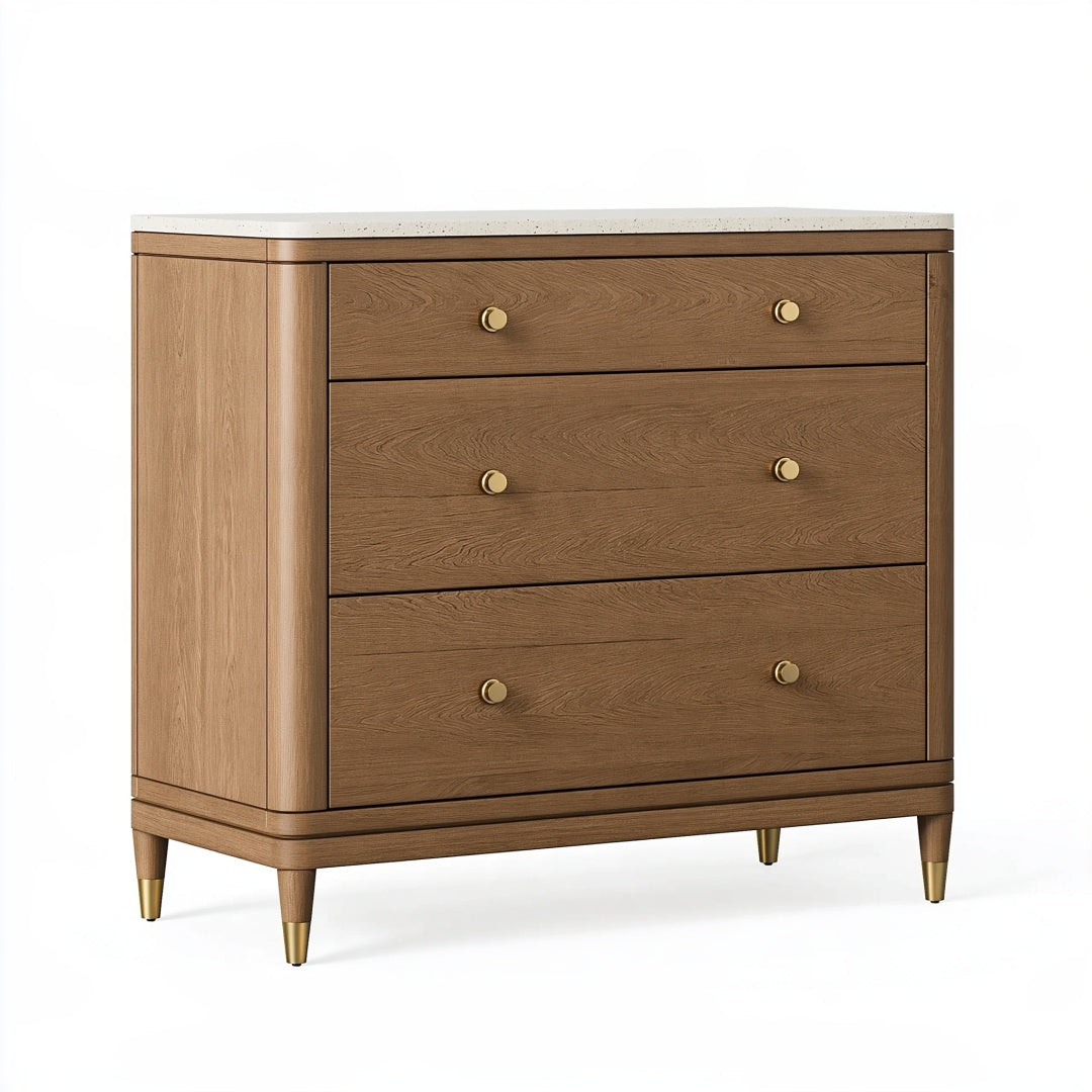 Cassettiera 100 x 45 x 95 cm in legno marrone con piano chiaro stile moderno