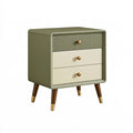Comodino 50 x 40 x 60 cm verde e crema in legno con 3 cassetti stile moderno