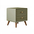 Comodino 50 x 40 x 55 cm in legno verde salvia con 2 cassetti stile moderno