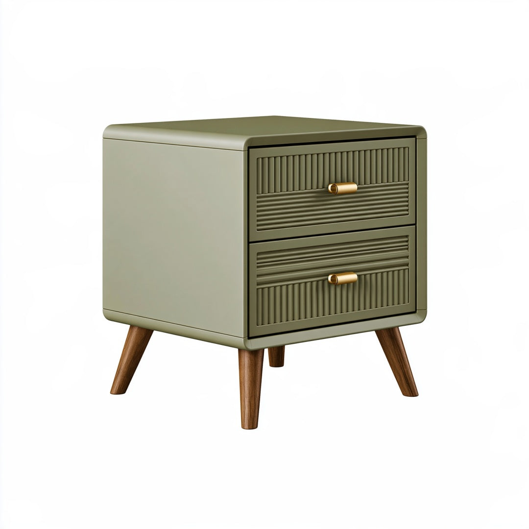 Comodino 50 x 40 x 55 cm in legno verde salvia con 2 cassetti stile moderno
