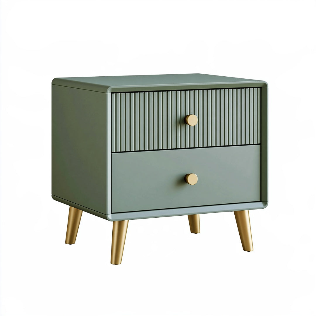 Comodino 45 x 40 x 55 cm in legno verde con 2 cassetti stile moderno
