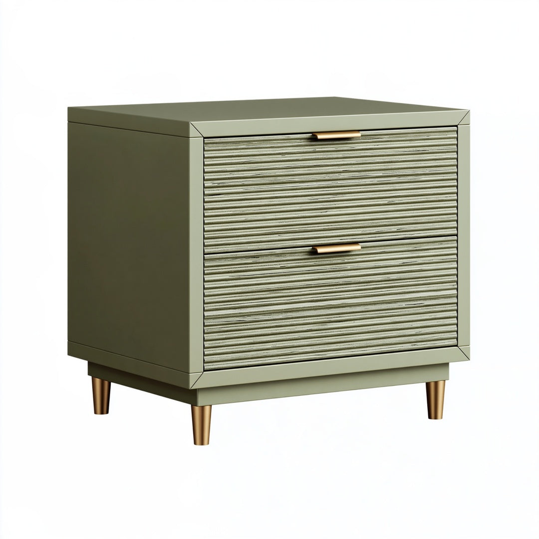 Comodino 60 x 45 x 65 cm in legno verde oliva con 2 cassetti stile moderno