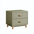Comodino 50 x 40 x 55 cm in legno verde oliva con 2 cassetti stile moderno