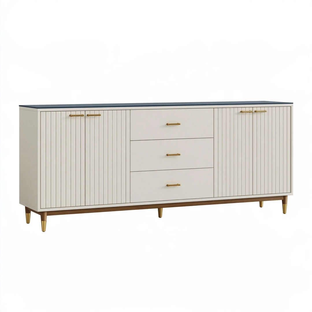 Credenza 180x45x85 cm in legno bianco nero e oro - mobile contenitore moderno