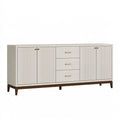 Credenza 180 x 45 x 85 cm in legno avorio e marrone con 3 cassetti e 4 ante stile moderno