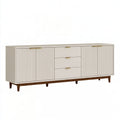 Credenza 200 x 45 x 80 cm in legno bianco e noce - mobile contenitore moderno con 3 cassetti e 4 ante