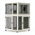Gabbia per gatti 120 x 60 x 120 cm in legno e rete metallica verde salvia con ruote