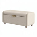 Panca imbottita 100 x 40 x 50 cm in tessuto beige con cassetto - stile moderno