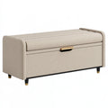 Panca contenitore 120 x 45 x 55 cm in tessuto beige con cassetto stile moderno