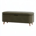 Panca contenitore 120 x 45 x 48 cm in similpelle verde oliva con gambe in legno