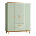 Armadio 160 x 55 x 190 cm in legno verde salvia con 4 ante e 2 cassetti stile nordico