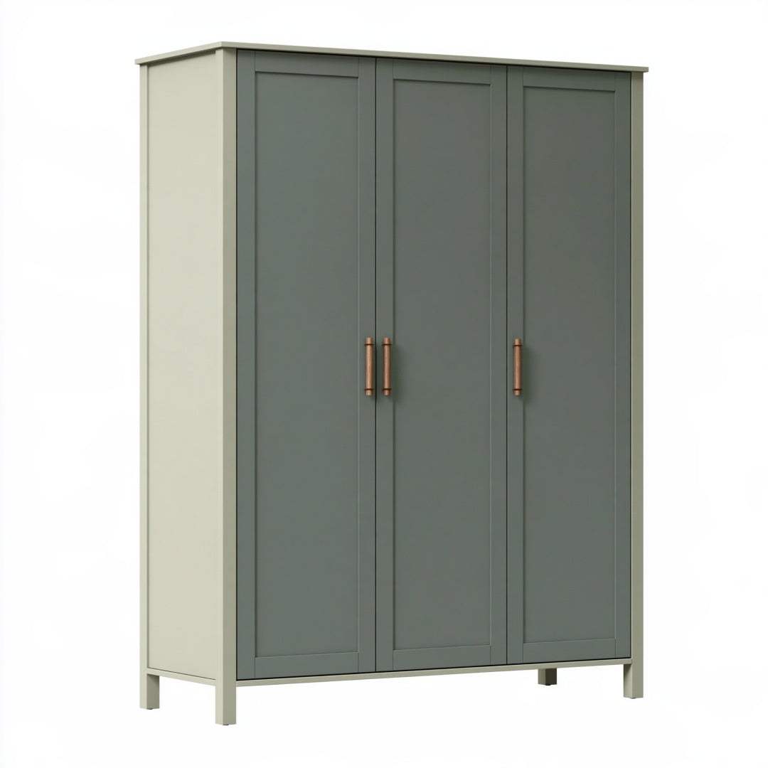 Armadio guardaroba 120 x 50 x 190 cm in legno ingegnerizzato verde salvia con 3 ante stile moderno
