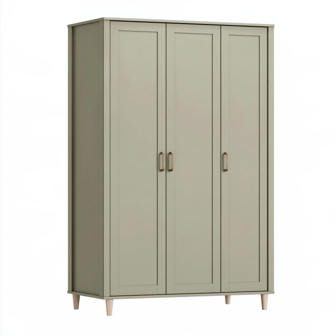 Armadio guardaroba 120 x 55 x 190 cm in legno verde salvia a 3 ante stile nordico