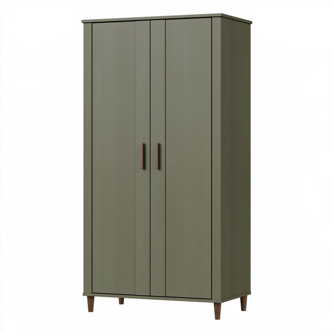 Armadio guardaroba 90 x 50 x 180 cm in legno verde oliva - due ante stile moderno