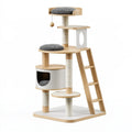 Albero tiragraffi per gatti 60 x 50 x 170 cm in legno beige e grigio con sisal e cuccia