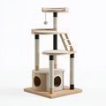 Albero tiragraffi per gatti 60 x 60 x 150 cm in legno naturale sisal e tessuto con cuccia e piattaforme