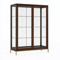 Vetrina 120 x 40 x 180 cm in legno marrone scuro e vetro trasparente - stile classico