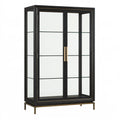 Vetrina 100 x 45 x 180 cm in vetro e metallo nero con ante - mobile espositivo moderno