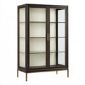 Vetrina 100 x 45 x 180 cm in legno scuro e vetro - mobile contenitore in stile classico