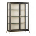 Vetrina 100 x 45 x 190 cm in metallo e vetro nero bronzo - mobile espositivo con 2 ante