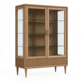 Vetrina 100 x 40 x 180 cm in legno marrone naturale con vetro - mobile espositivo in stile retrò