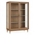 Vetrina 100 x 40 x 180 cm in legno marrone con ante in vetro stile classico