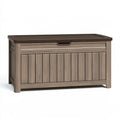 Cassapanca da esterno 120 x 55 x 65 cm in resina effetto legno tortora - contenitore con coperchio