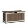 Cassapanca contenitore 120 x 55 x 65 cm in resina tortora e bianco - effetto legno per esterno