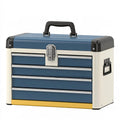 Cassettiera portautensili 50 x 25 x 35 cm in metallo blu e bianco con cassetti e serratura
